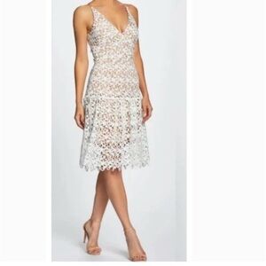 NWOT Dress The Population White Lilly Crochet Fit & Flare Dress Sleeveless S